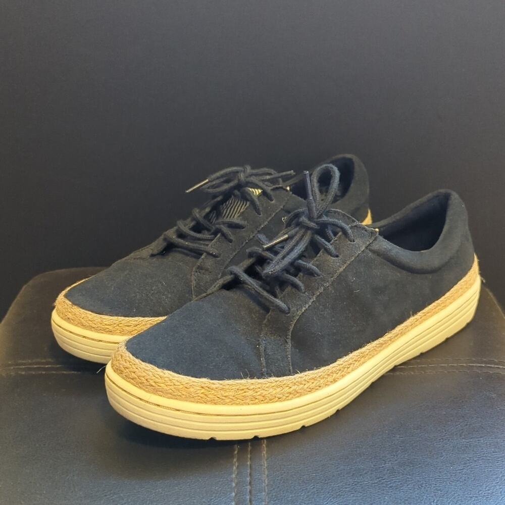 Clarks Navy Suede Marie Mist Espadrille Comfort Lace Up Derby Sneaker